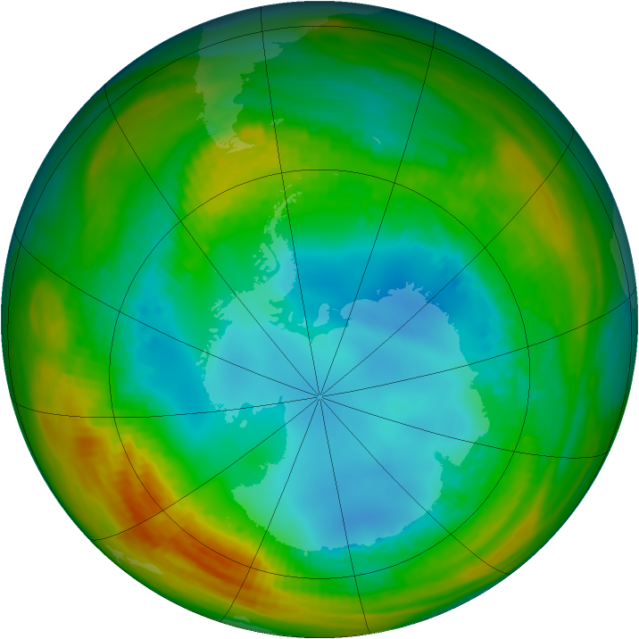 Antarctic ozone map for 03 August 1984